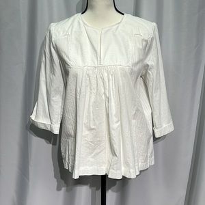 Levi’s White Split Neck 3/4 Sleeve Blouse - MED